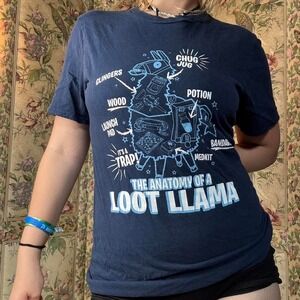The Anatomy of a Loot Llama Chug Jug Navy Graphic Tee Fortnite Gamer Shirt Mens